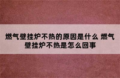 燃气壁挂炉不热的原因是什么 燃气壁挂炉不热是怎么回事